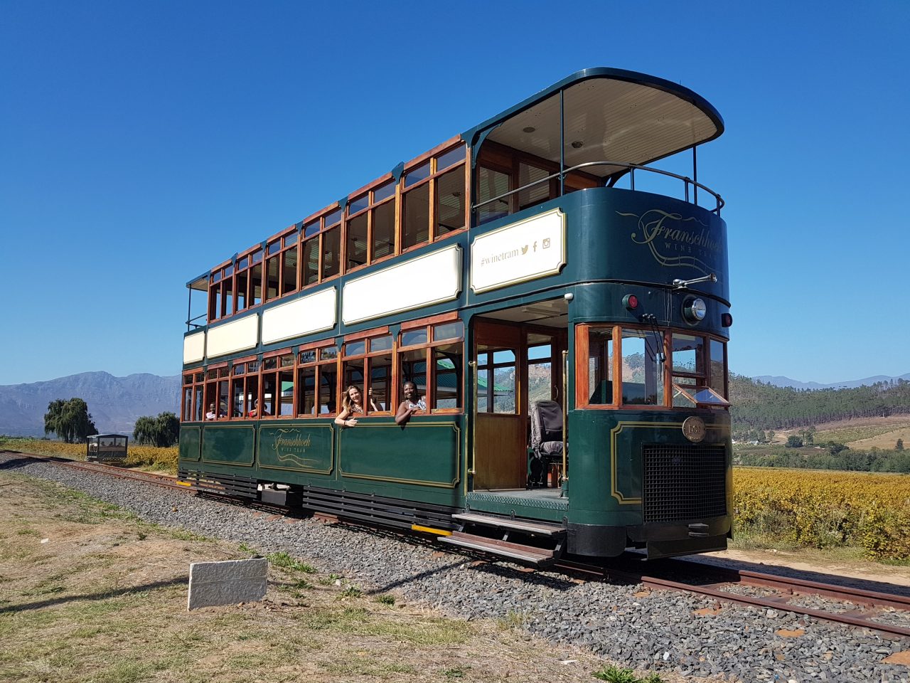 wine tram Franschhoek Zuid-Afrika